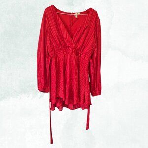 Sprakle Red Dress with Long Sleeves Tie Back Size XL